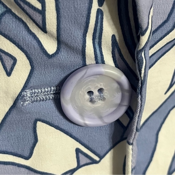 Womens Kenneth Cole Blue Floral Blazer Jacket Coat Size 12 Button Pockets - Picture 3 of 11